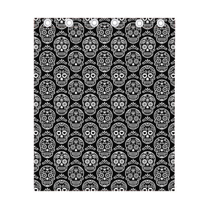 Black And White Calavera Skull Print Curtain