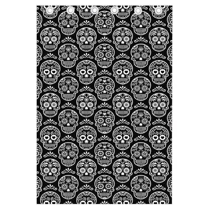 Black And White Calavera Skull Print Curtain