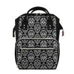 Black And White Calavera Skull Print Diaper Bag