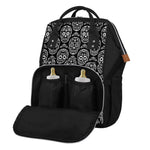 Black And White Calavera Skull Print Diaper Bag