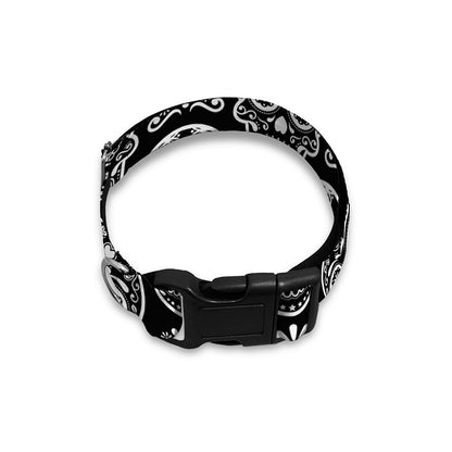 Black And White Calavera Skull Print Dog Collar