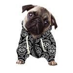 Black And White Calavera Skull Print Dog Zip Up Hoodie