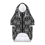 Black And White Calavera Skull Print Dog Zip Up Hoodie