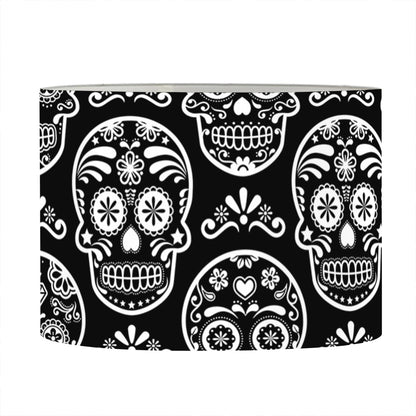 Black And White Calavera Skull Print Drum Lamp Shade