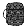 Black And White Calavera Skull Print Front Pocket Bible Bag