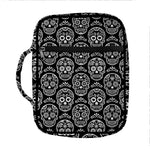 Black And White Calavera Skull Print Front Pocket Bible Bag