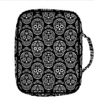 Black And White Calavera Skull Print Front Pocket Bible Bag