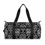 Black And White Calavera Skull Print Gym Bag