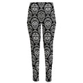 Black And White Calavera Skull Print High-Waisted Pocket Leggings