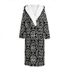 Black And White Calavera Skull Print Hooded Bathrobe