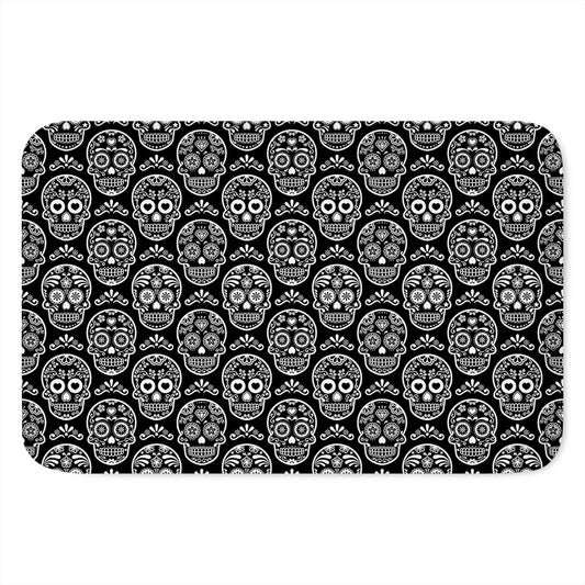 Black And White Calavera Skull Print Indoor Door Mat