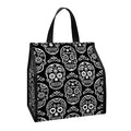 Black And White Calavera Skull Print Insulated Lunch Tote