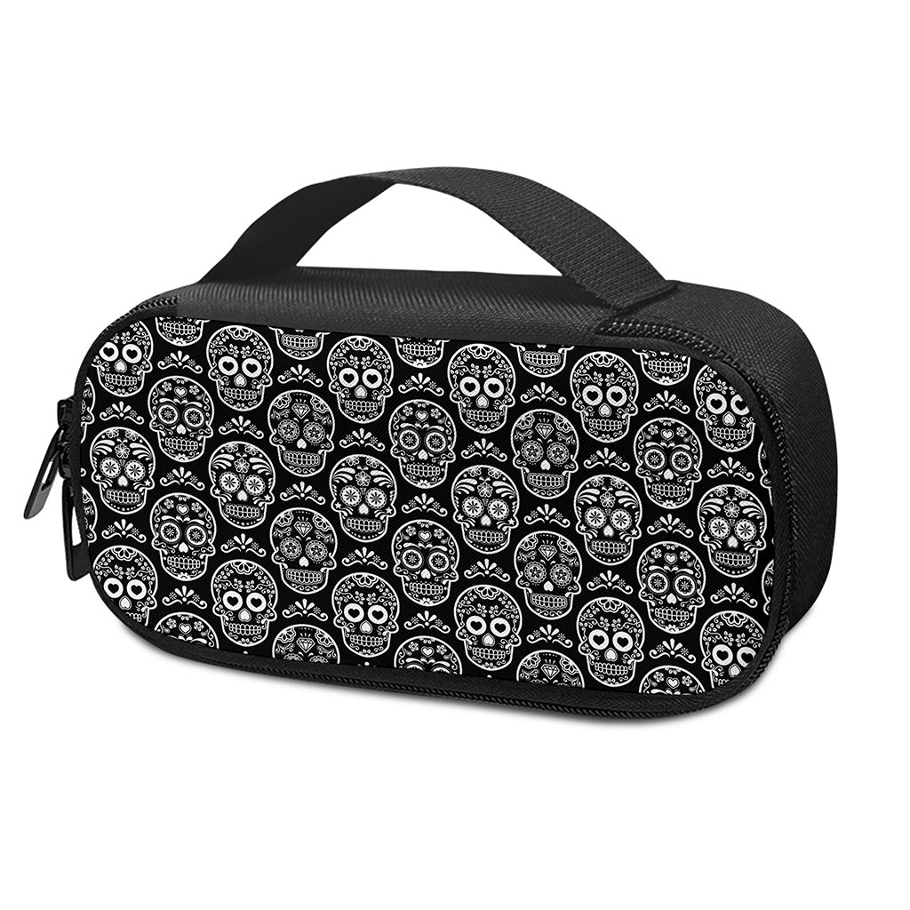 Black And White Calavera Skull Print Insulin Cooler Travel Case