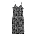 Black And White Calavera Skull Print Jersey Midi Cami Dress