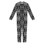 Black And White Calavera Skull Print Jumpsuit