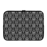 Black And White Calavera Skull Print Laptop Sleeve