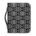 Black And White Calavera Skull Print Leather Bible Cover