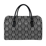 Black And White Calavera Skull Print Leather Duffle Bag