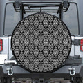 Black And White Calavera Skull Print Leather Spare Tire Cover