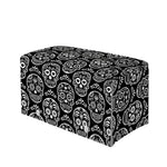 Black And White Calavera Skull Print Leather Tissue Box Cover