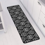 Black And White Calavera Skull Print Long Kitchen Mat