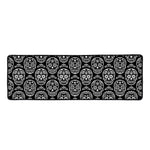Black And White Calavera Skull Print Long Kitchen Mat