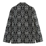 Black And White Calavera Skull Print Men's Cotton Blazer