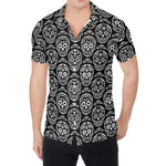 Black And White Calavera Skull Print Men's Shirt