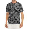 Black And White Calavera Skull Print Men's Short Sleeve Rash Guard