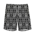Black And White Calavera Skull Print Men's Athletic Shorts