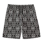 Black And White Calavera Skull Print Men's Swim Trunks