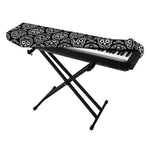 Black And White Calavera Skull Print Piano Keyboard Cover