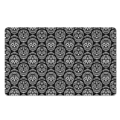 Black And White Calavera Skull Print Polyester Doormat