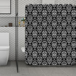 Black And White Calavera Skull Print Polyester Shower Curtain