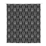 Black And White Calavera Skull Print Polyester Shower Curtain