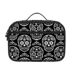 Black And White Calavera Skull Print Portable Lunch Bag