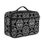 Black And White Calavera Skull Print Portable Lunch Bag