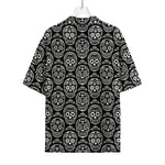 Black And White Calavera Skull Print Rayon Hawaiian Shirt