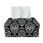 Black And White Calavera Skull Print Rectangle Tissue Box Cover