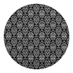 Black And White Calavera Skull Print Round Blanket