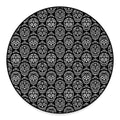 Black And White Calavera Skull Print Round Floor Mat