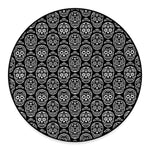 Black And White Calavera Skull Print Round Floor Mat