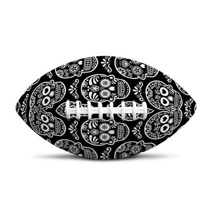 Black And White Calavera Skull Print Rugby Ball