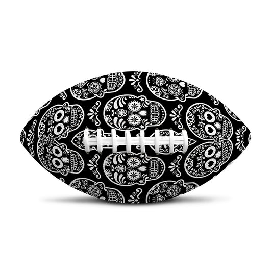 Black And White Calavera Skull Print Rugby Ball