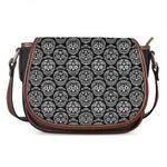 Black And White Calavera Skull Print Saddle Bag