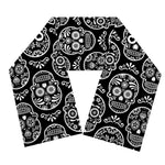 Black And White Calavera Skull Print Scarf
