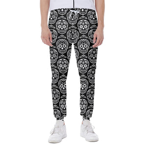 Black And White Calavera Skull Print Scuba Joggers