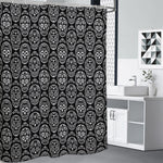 Black And White Calavera Skull Print Shower Curtain