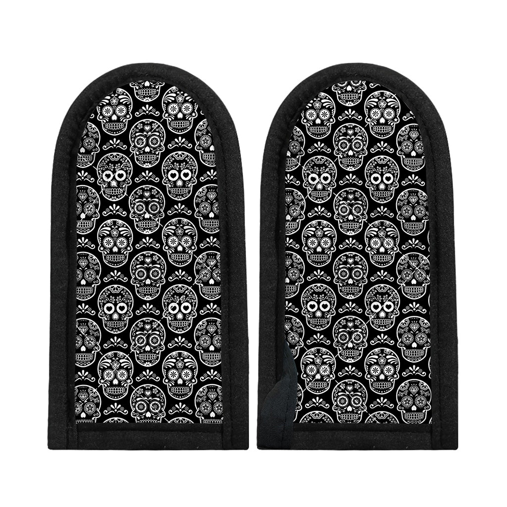 Black And White Calavera Skull Print Skillet Handle Cover
