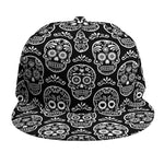 Black And White Calavera Skull Print Snapback Cap